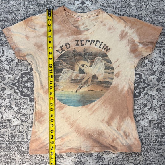 Very Rare Vintage 1970s Led Zeppelin Swan Song Tie-Dye T-Shirt sz Large - Picture 5 of 10
